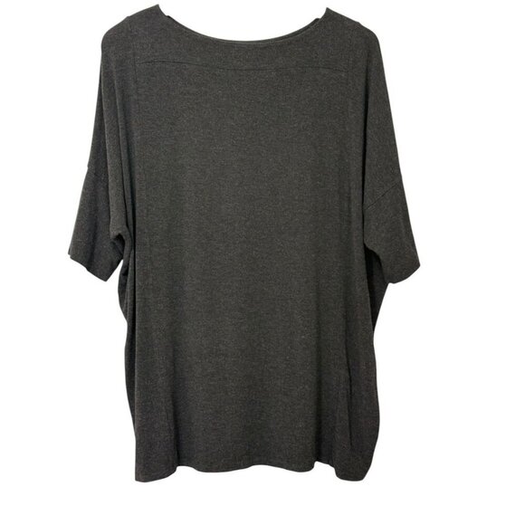Eileen Fisher System Casual Charcoal Gray Top Stretchy Viscose Blend Boxy Size L - Picture 4 of 7